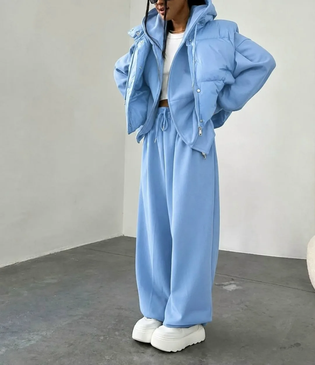 Костюм 3-в-1: худи + брюки wide leg + жилетка — фото 10