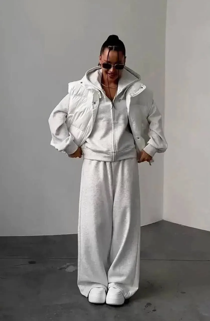 Костюм 3-в-1: худи + брюки wide leg + жилетка — фото 16