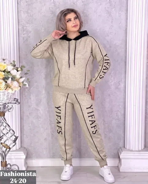 Костюм двойка из вязаной ткани лапша — фото 3