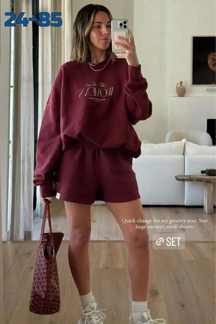 Костюм oversize, свитшот + шорты — фото 11