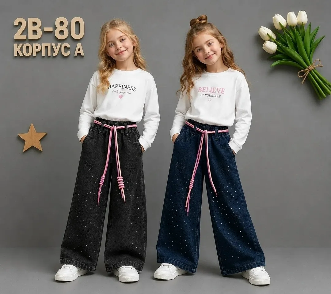 Из джинсовой ткани с начёсом, подходят по росту 104–134 — фото 4