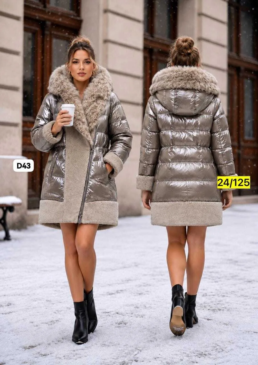 Платье серо-кофейное глянцевое удлинённое серая — фото 2