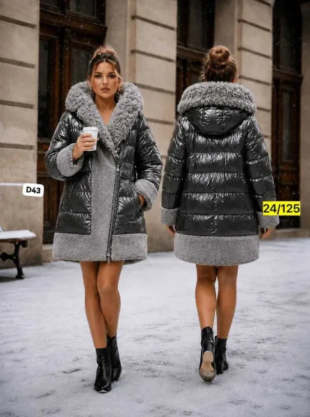 Платье серо-кофейное глянцевое удлинённое серая — фото 1