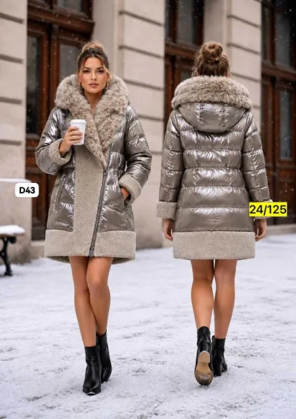Платье серо-кофейное глянцевое удлинённое серая — фото 2