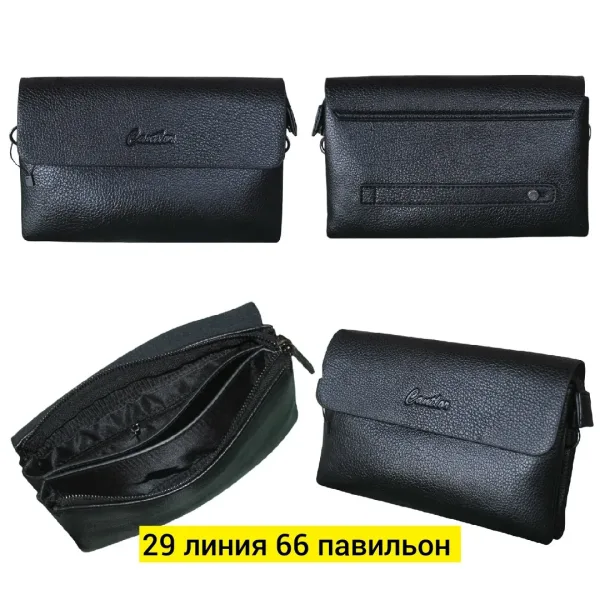 Мужская сумка на пояс из эко-кожи чёрная — фото 3