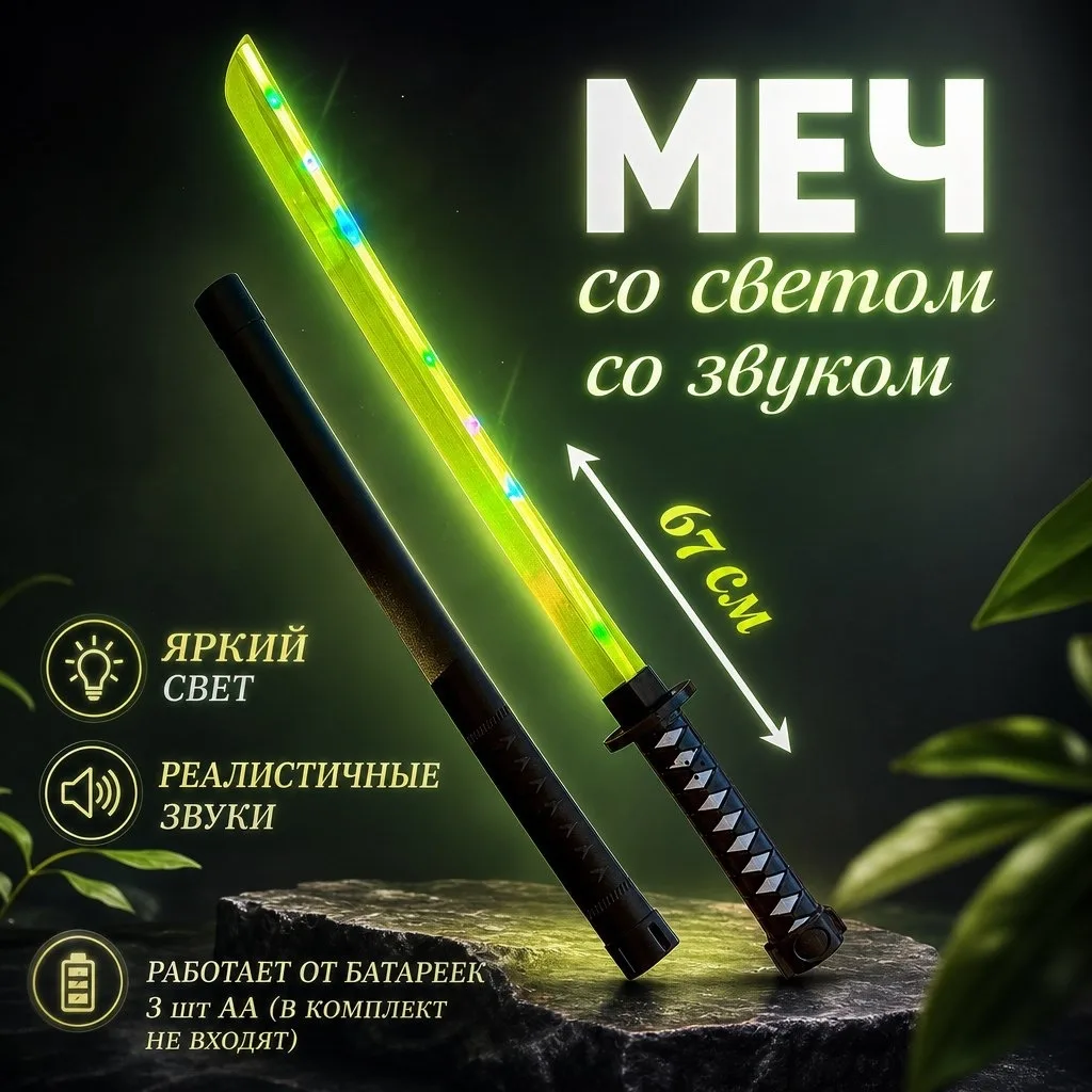 Детский меч катана с подсветкой и звуковыми эффектами — фото 1