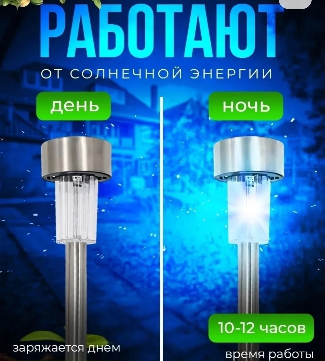 Светильник уличный на солнечной батарее с колышками — фото 5