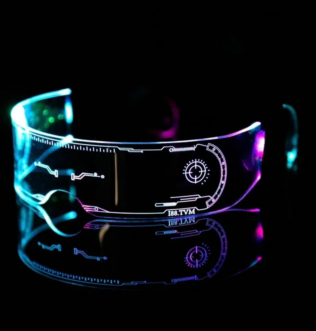 Светящиеся неоновые карнавальные led очки киберкпанк — фото 1