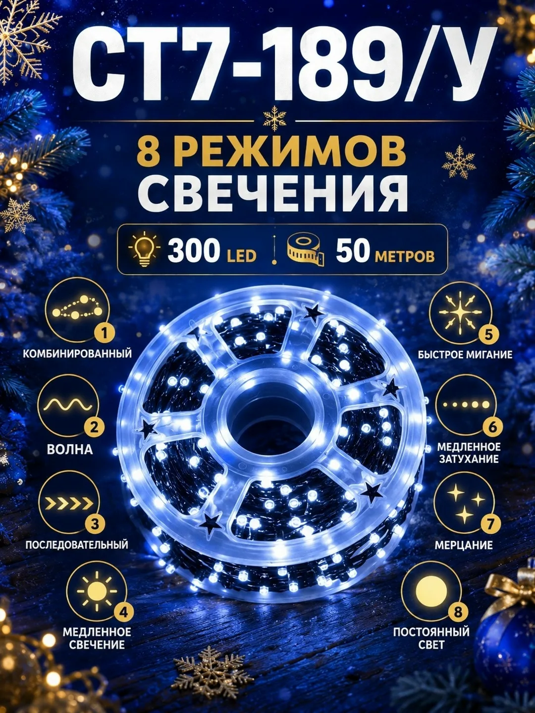 Уличная Гирлянда 8 режимов — фото 2