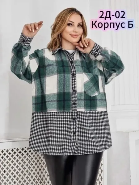 Рубашка из драпа и трикотажа — фото 1