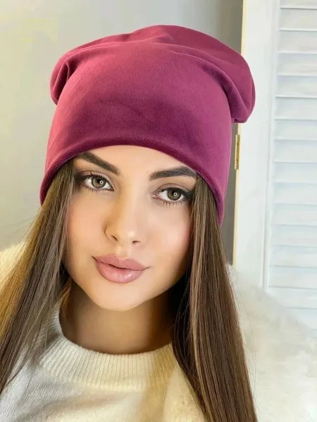 Шапка, велюр без подкладки/, на осень зиму и весну — фото 21