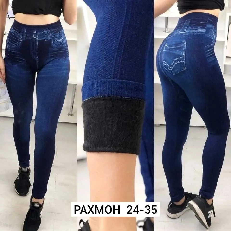 Плотные термовые лосины из хлопка с начесом, единого — фото 4