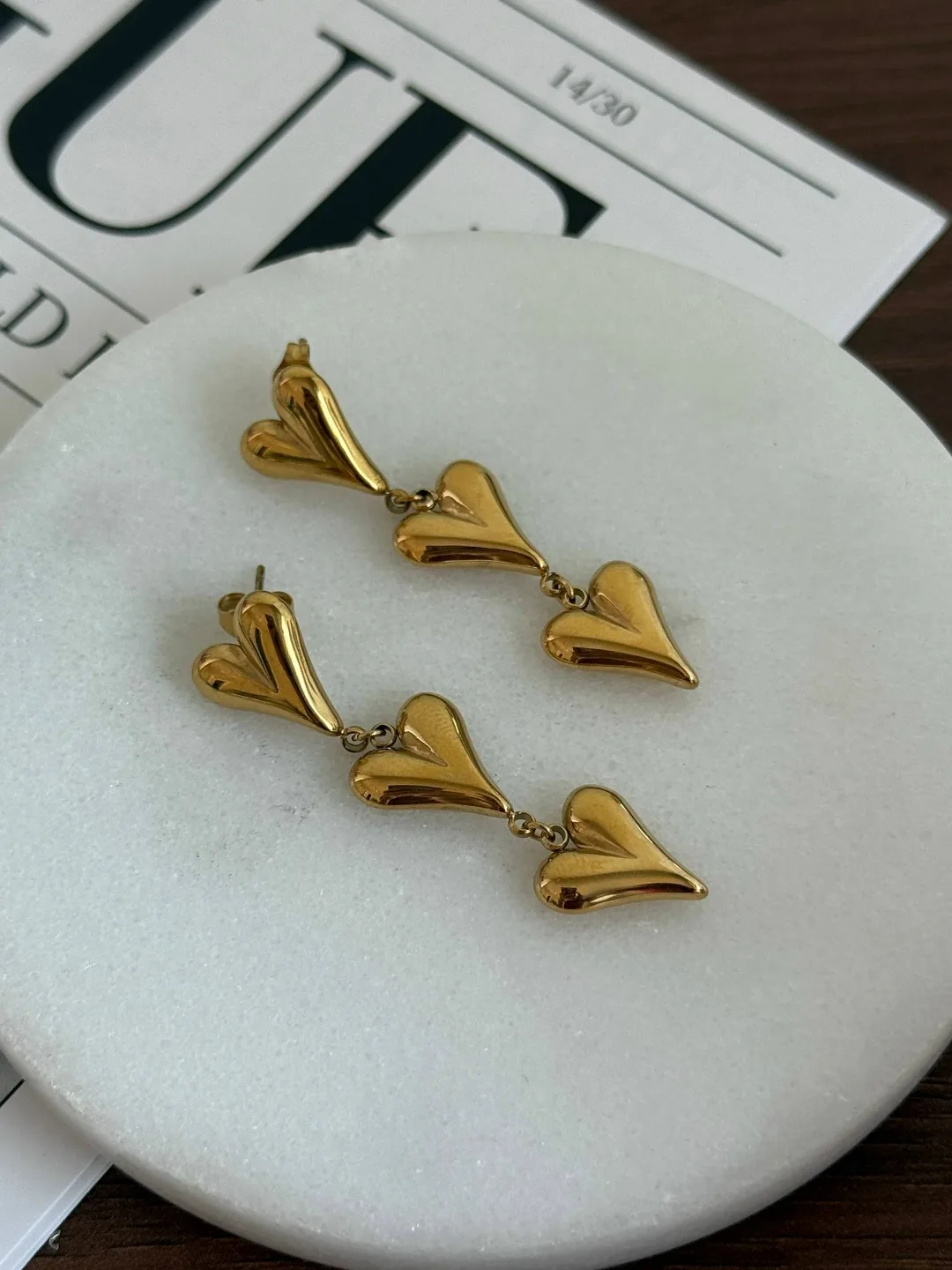 Серьги из ювелирной стали в цветах золото и серебро — фото 3