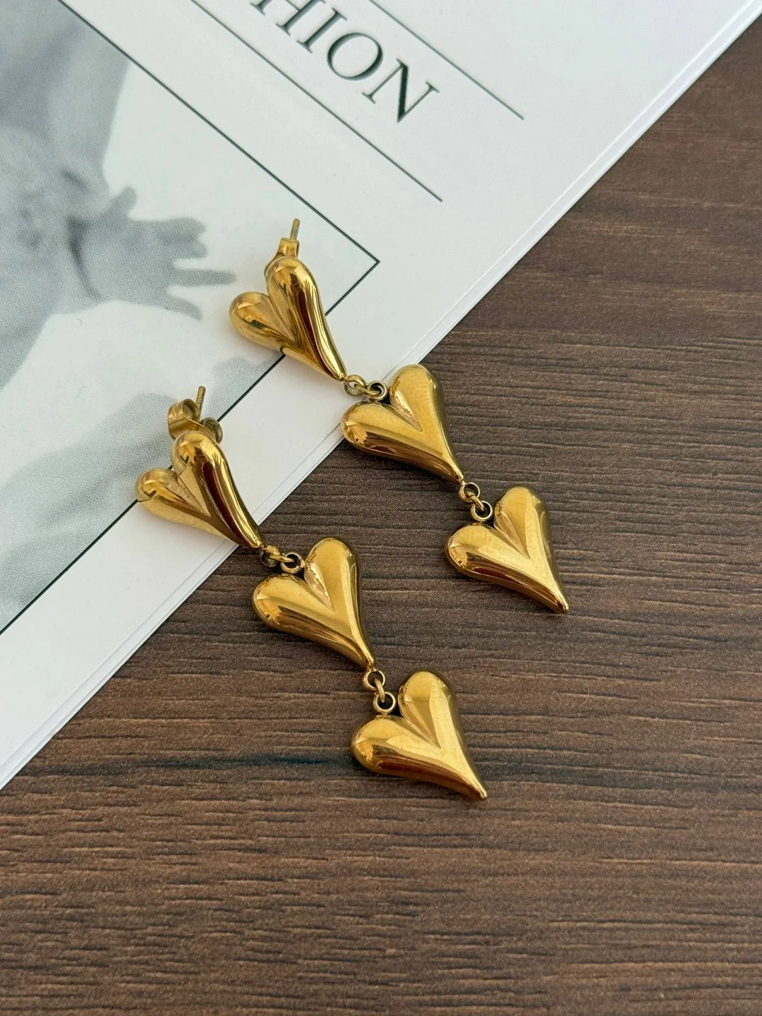 Серьги из ювелирной стали в цветах золото и серебро — фото 4