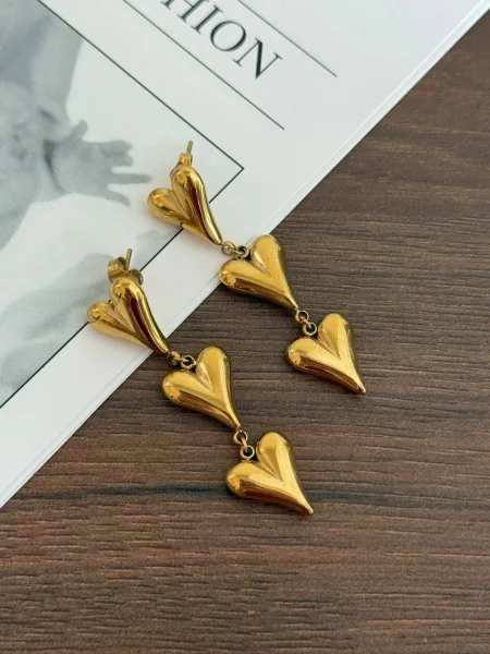 Серьги из ювелирной стали в цветах золото и серебро — фото 4
