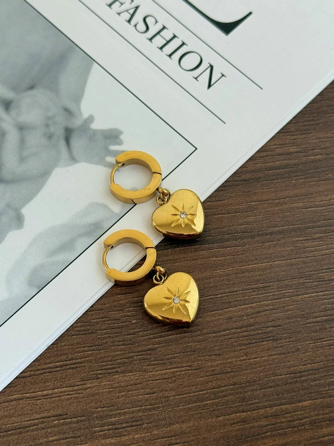 Серьги из ювелирной стали с покрытием золото 18k — фото 5