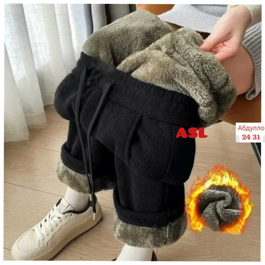 Теплые женские штаны из микрофибры с меховым декором — фото 4