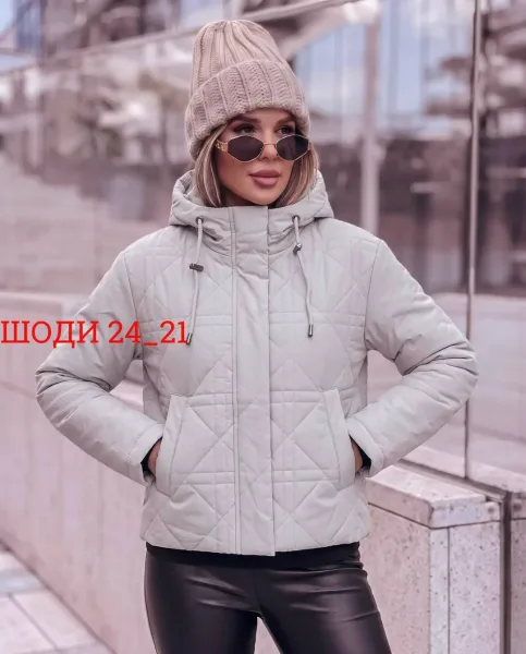 Женская демисезонная куртка синтепон синяя — фото 3