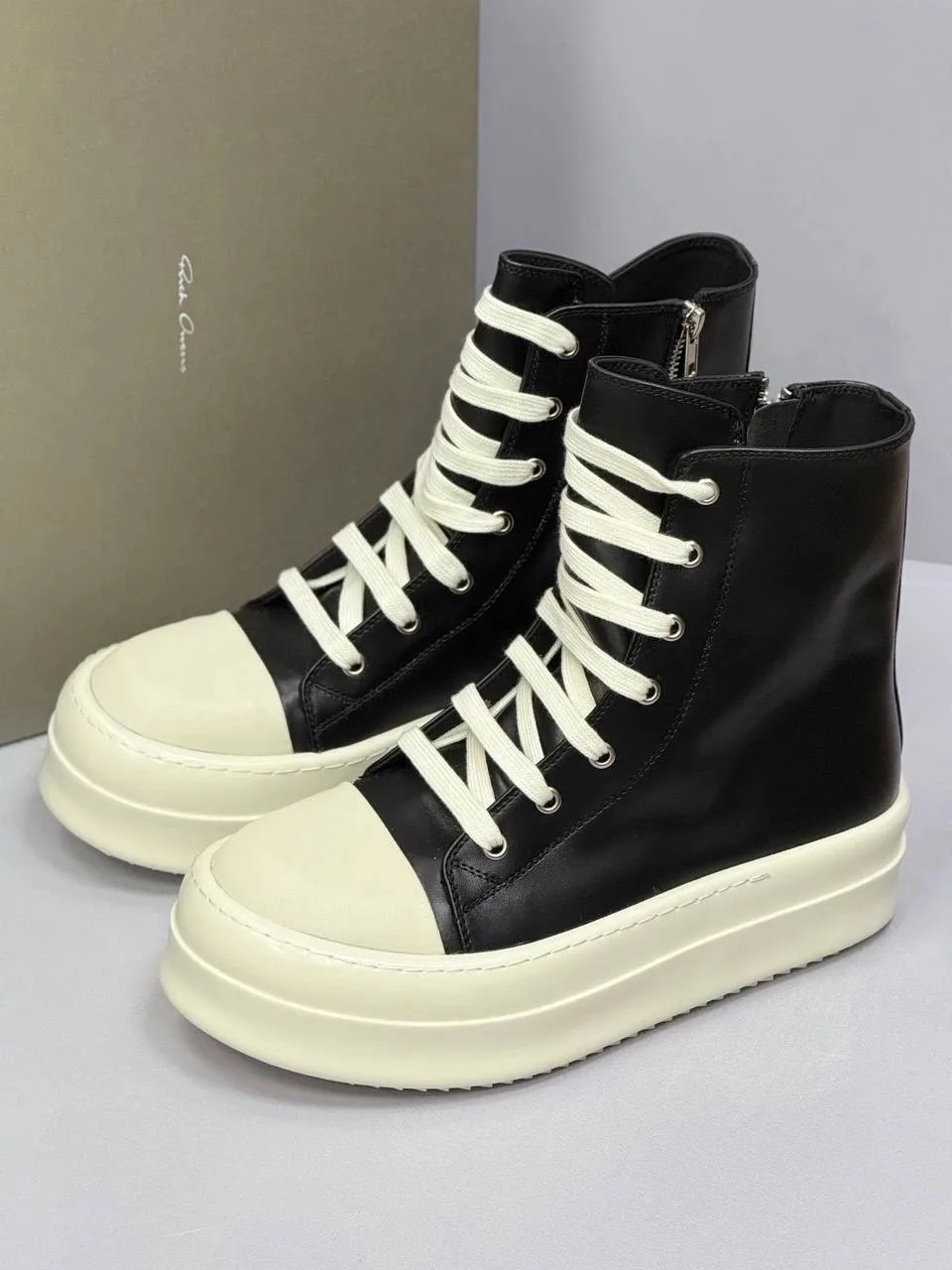 Лимитированные КЕДЫ RICK OWENS DRKSHDW MEGALACED DIRTY BLACK/MILK Чёрный — фото 4