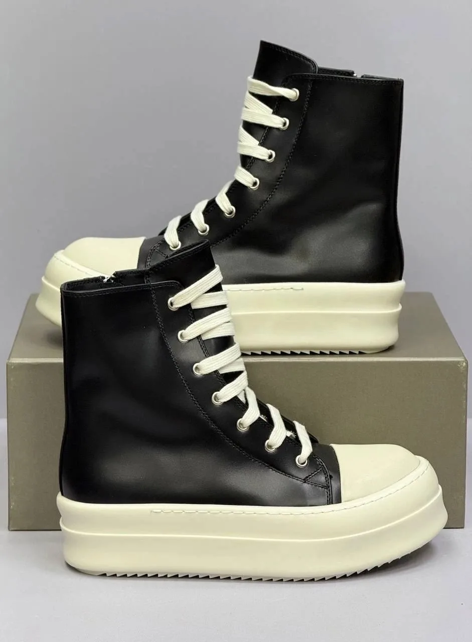 Лимитированные КЕДЫ RICK OWENS DRKSHDW MEGALACED DIRTY BLACK/MILK Чёрный — фото 8