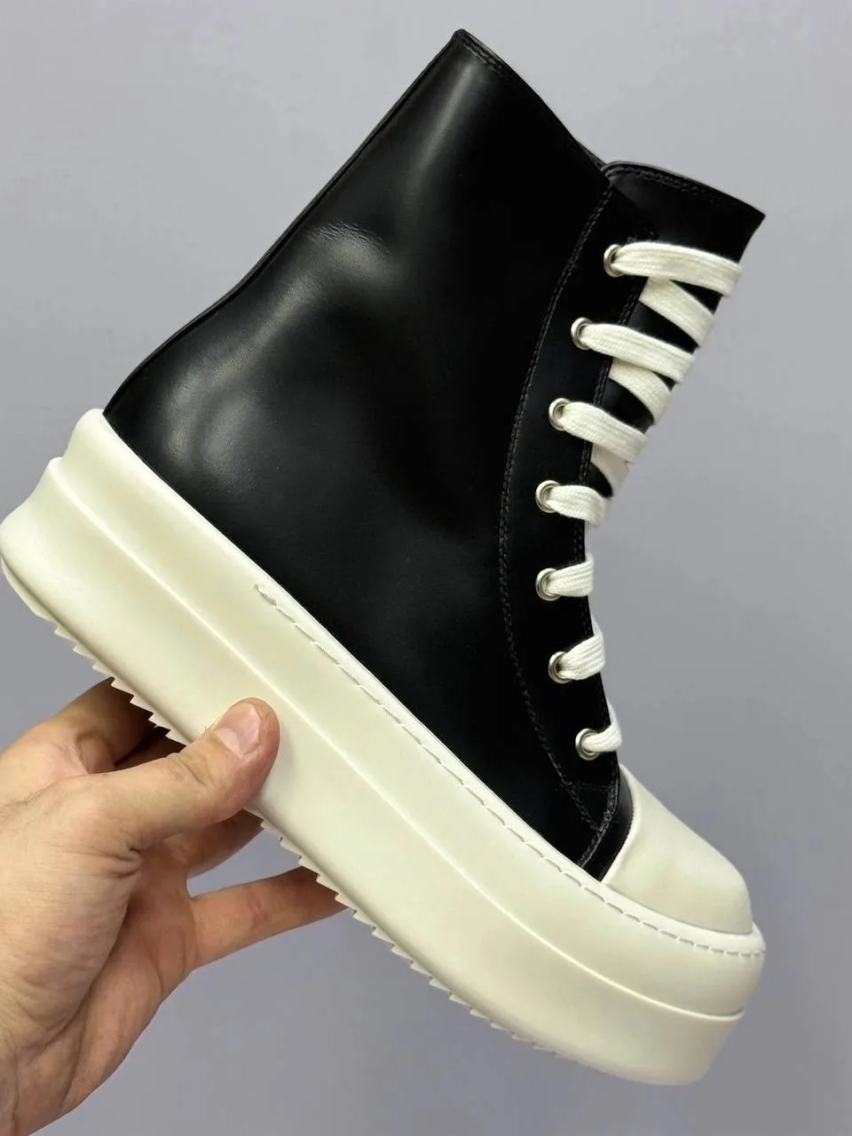 Лимитированные КЕДЫ RICK OWENS DRKSHDW MEGALACED DIRTY BLACK/MILK Чёрный — фото 14