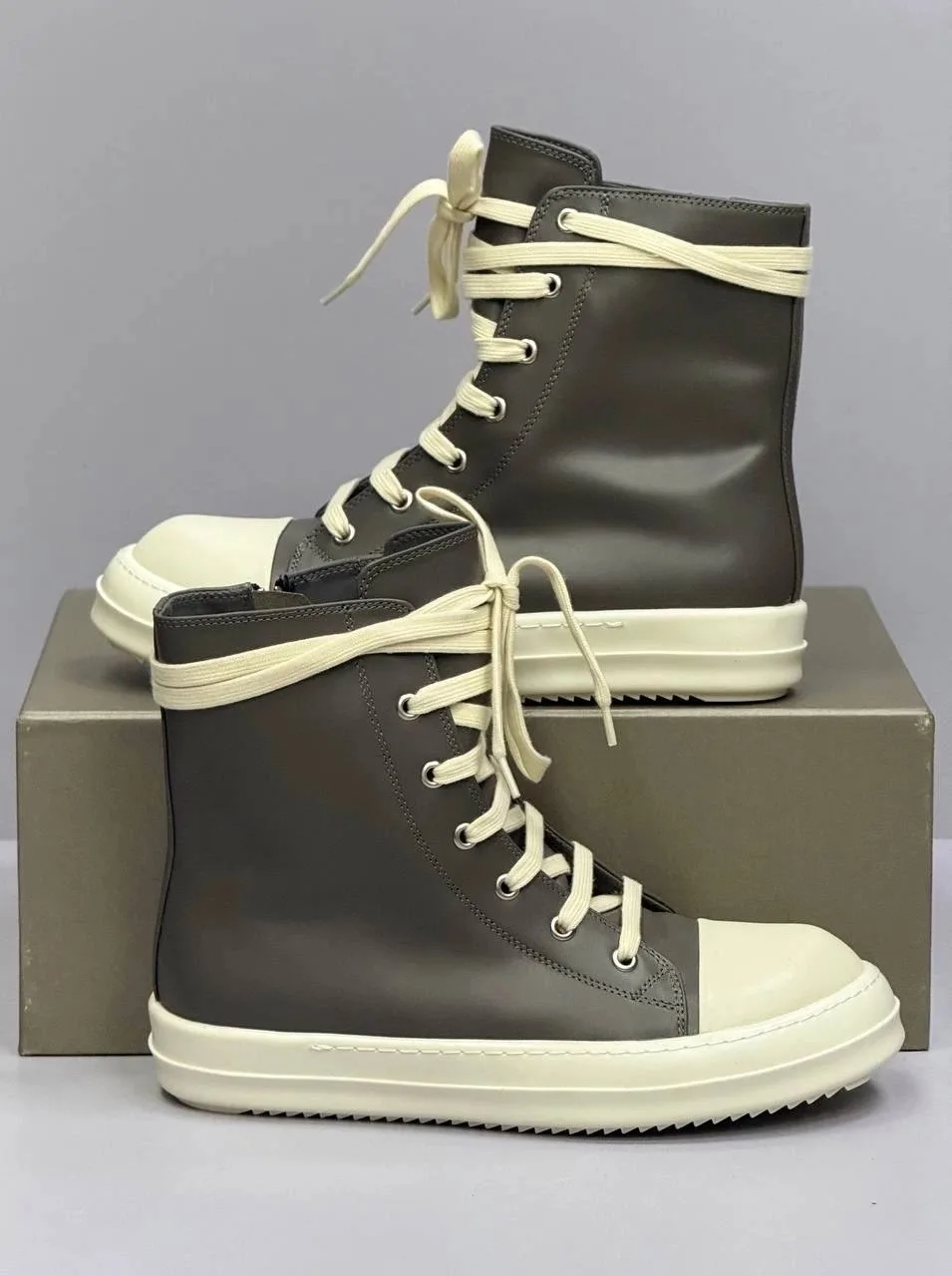 Лимитированные КЕДЫ RICK OWENS DRKSHDW MEGALACED DIRTY BLACK/MILK Чёрный — фото 8