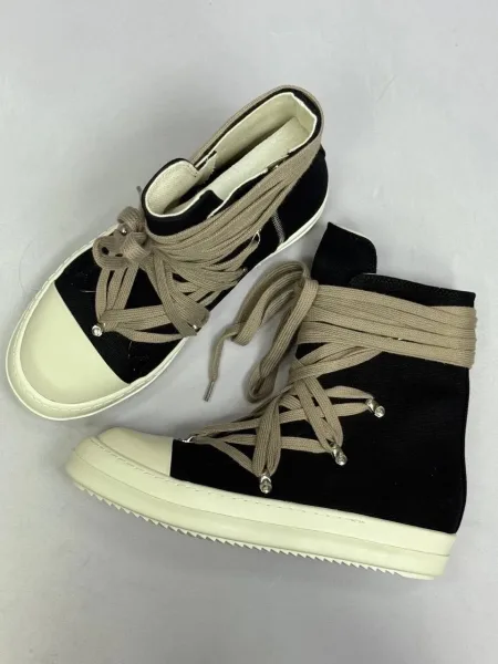 Лимитированные КЕДЫ RICK OWENS DRKSHDW MEGALACED DIRTY BLACK/MILK Чёрный — фото 4