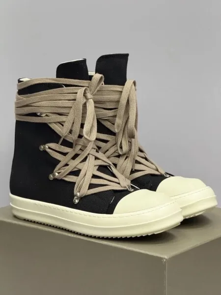 Лимитированные КЕДЫ RICK OWENS DRKSHDW MEGALACED DIRTY BLACK/MILK Чёрный — фото 7