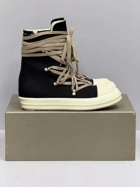 Лимитированные КЕДЫ RICK OWENS DRKSHDW MEGALACED DIRTY BLACK/MILK Чёрный — фото 9