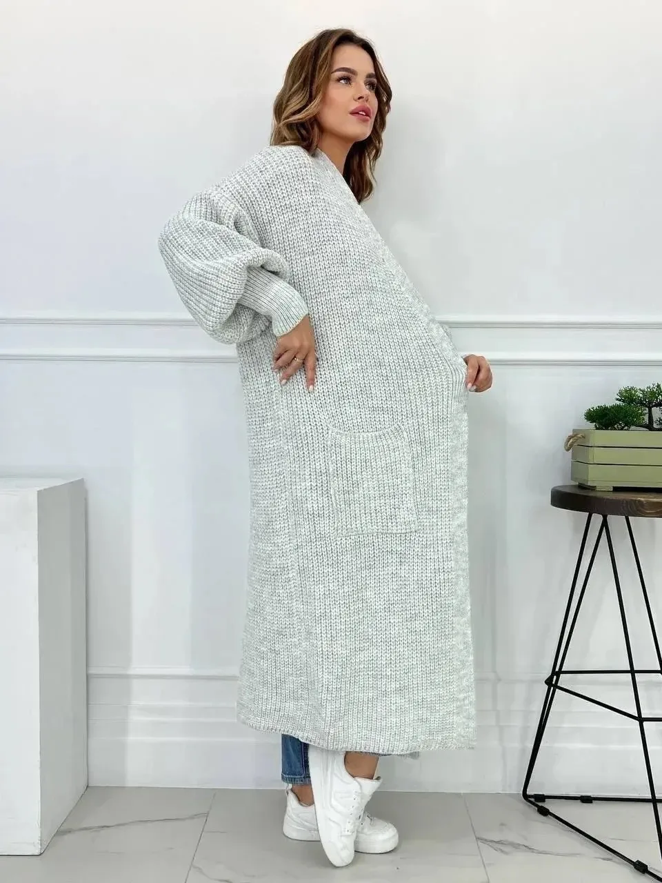 Оversize кардиган из 50 шерсти и 50 акрила — фото 8