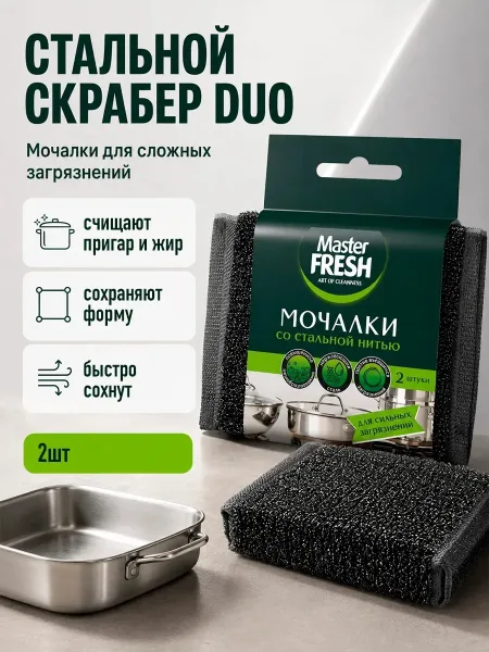Мочалки для посуды со стальной нитью Master Fresh — фото 6