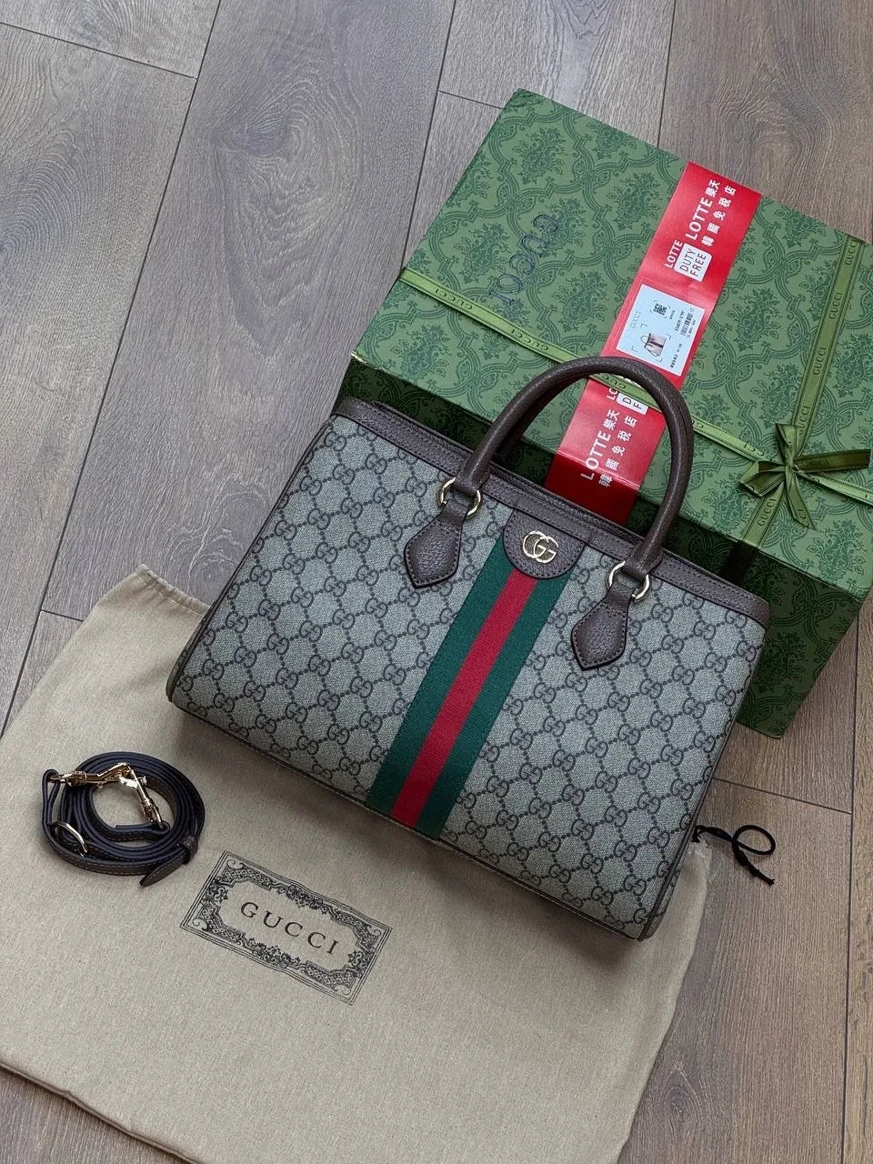 Сумка GUCCI из канвы и кожи — фото 1