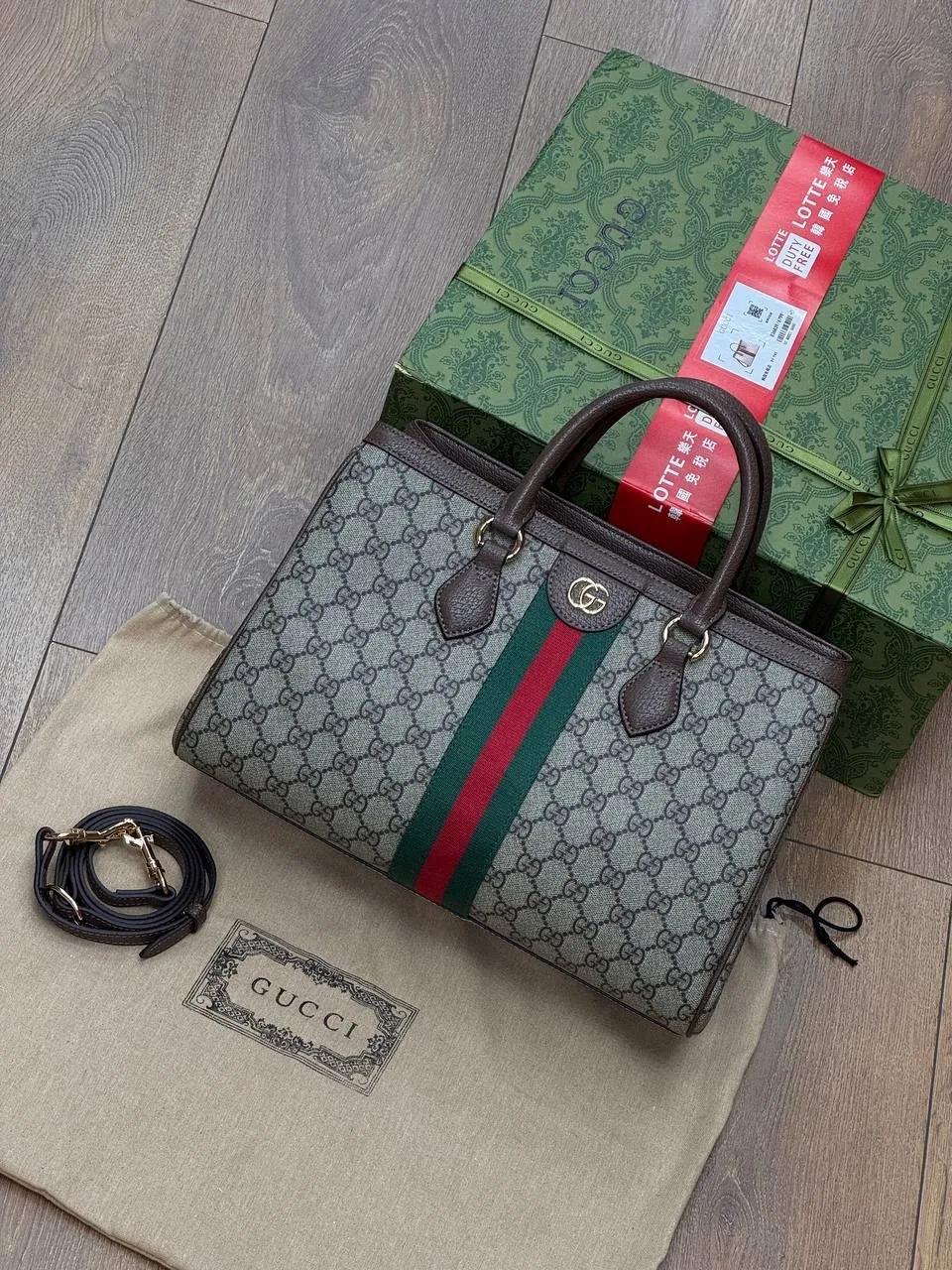 Сумка GUCCI из канвы и кожи — фото 2