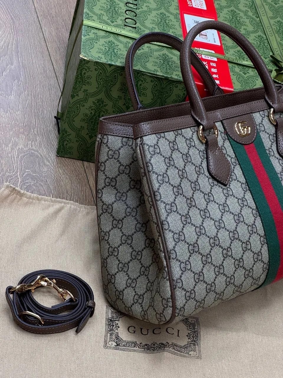 Сумка GUCCI из канвы и кожи — фото 4