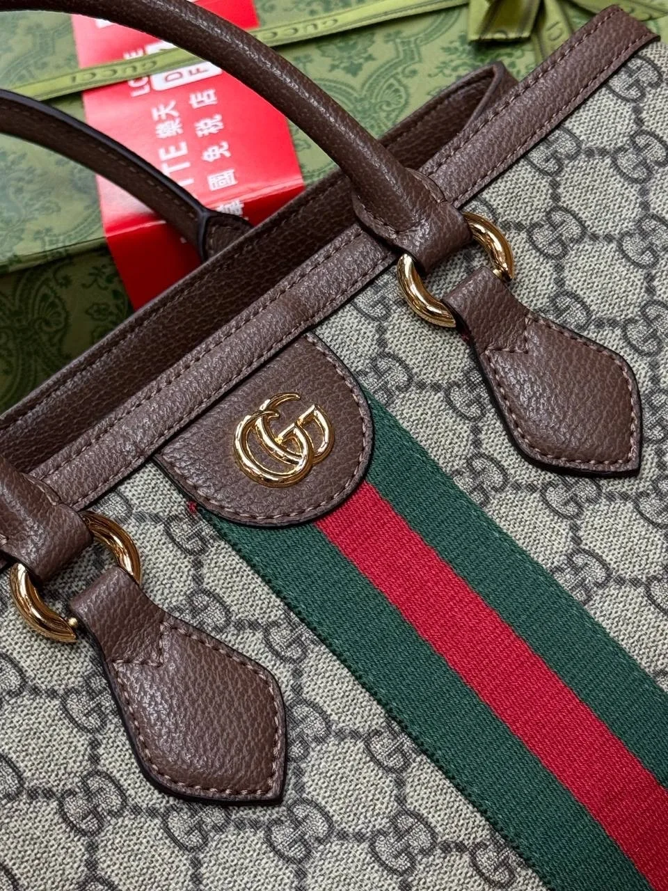 Сумка GUCCI из канвы и кожи — фото 9