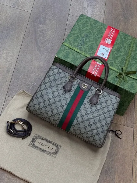 Сумка GUCCI из канвы и кожи — фото 1