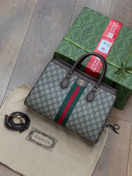 Сумка GUCCI из канвы и кожи — фото 2