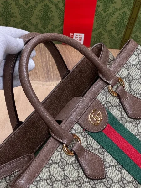 Сумка GUCCI из канвы и кожи — фото 8