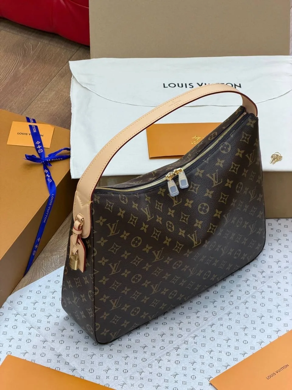 Louis Vuitton сумка-тоут кожа + канва — фото 1