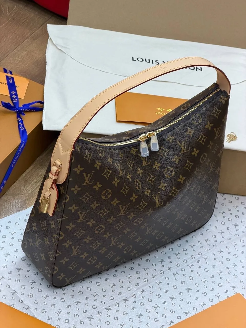 Louis Vuitton сумка-тоут кожа + канва — фото 2