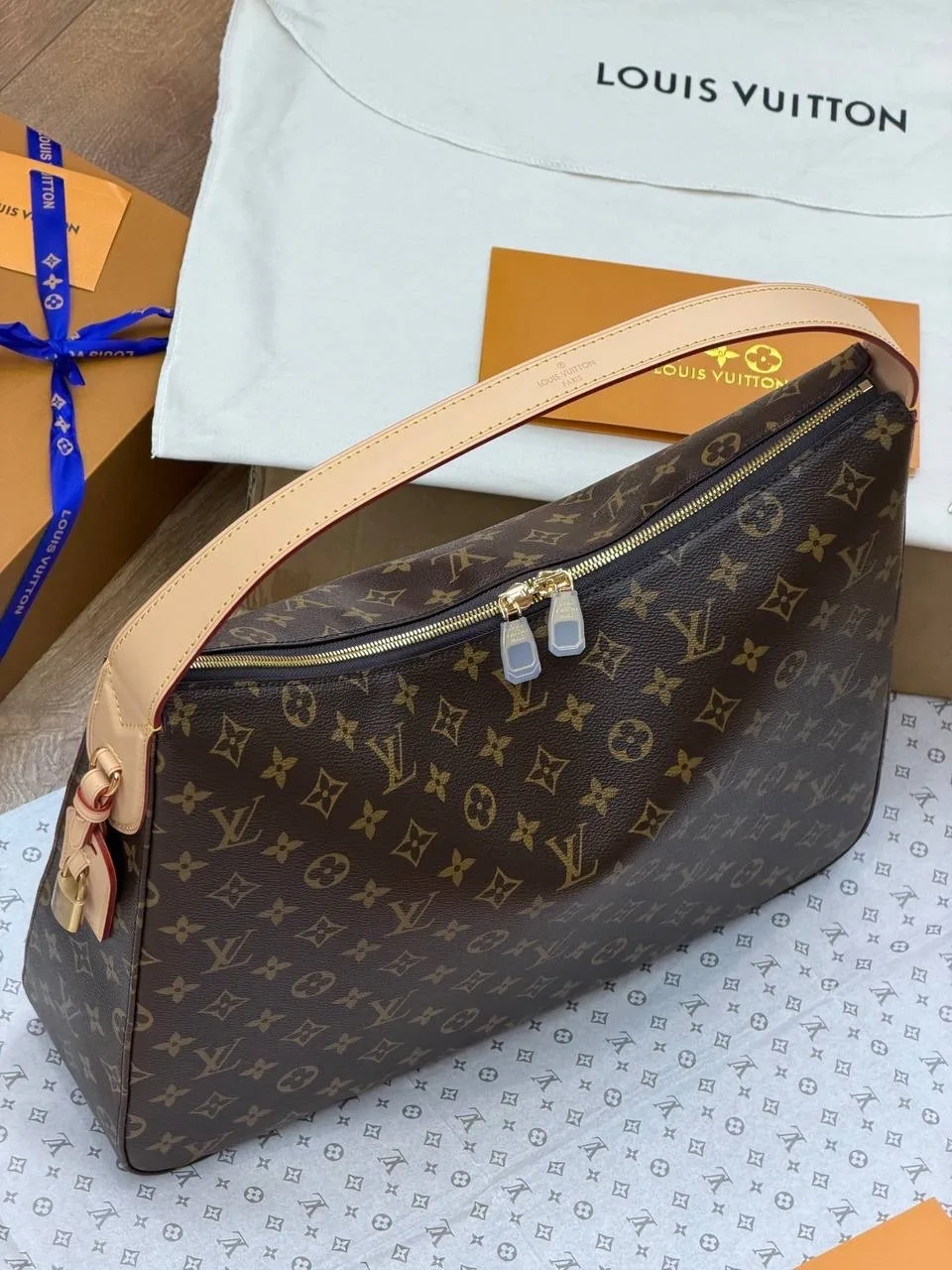 Louis Vuitton сумка-тоут кожа + канва — фото 3