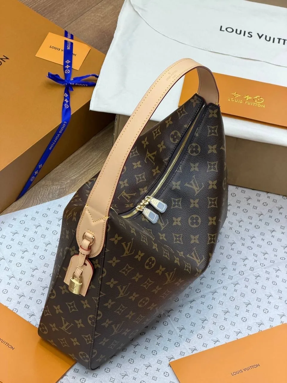 Louis Vuitton сумка-тоут кожа + канва — фото 5