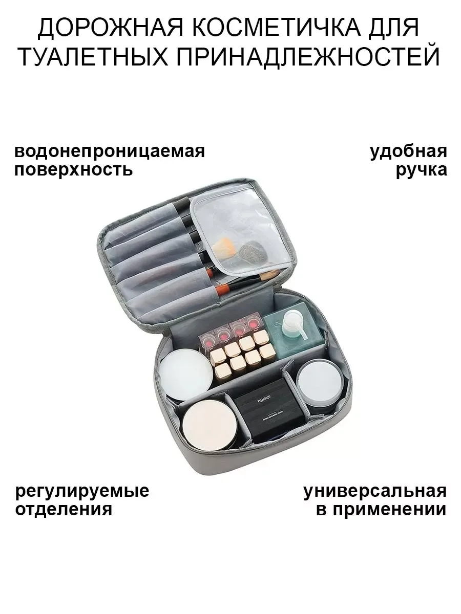Компактная косметичка из полиэстера с застёжкой на молнию — фото 3