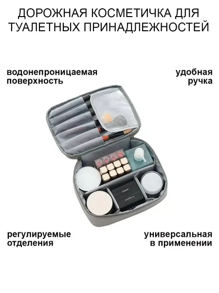 Компактная косметичка из полиэстера с застёжкой на молнию — фото 3