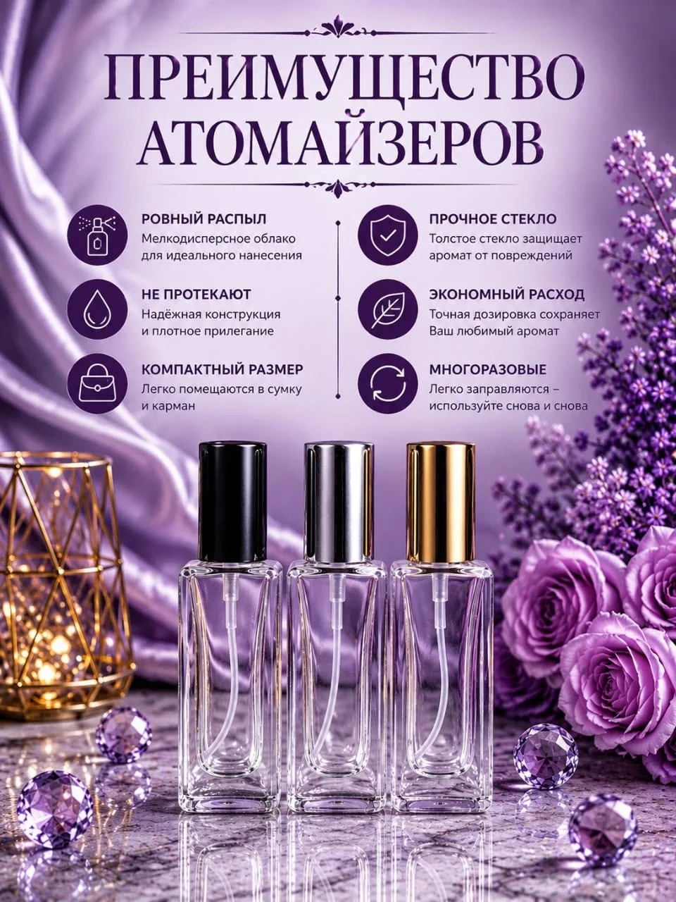 Набор из трёх атомайзеров для использования с духами — фото 4