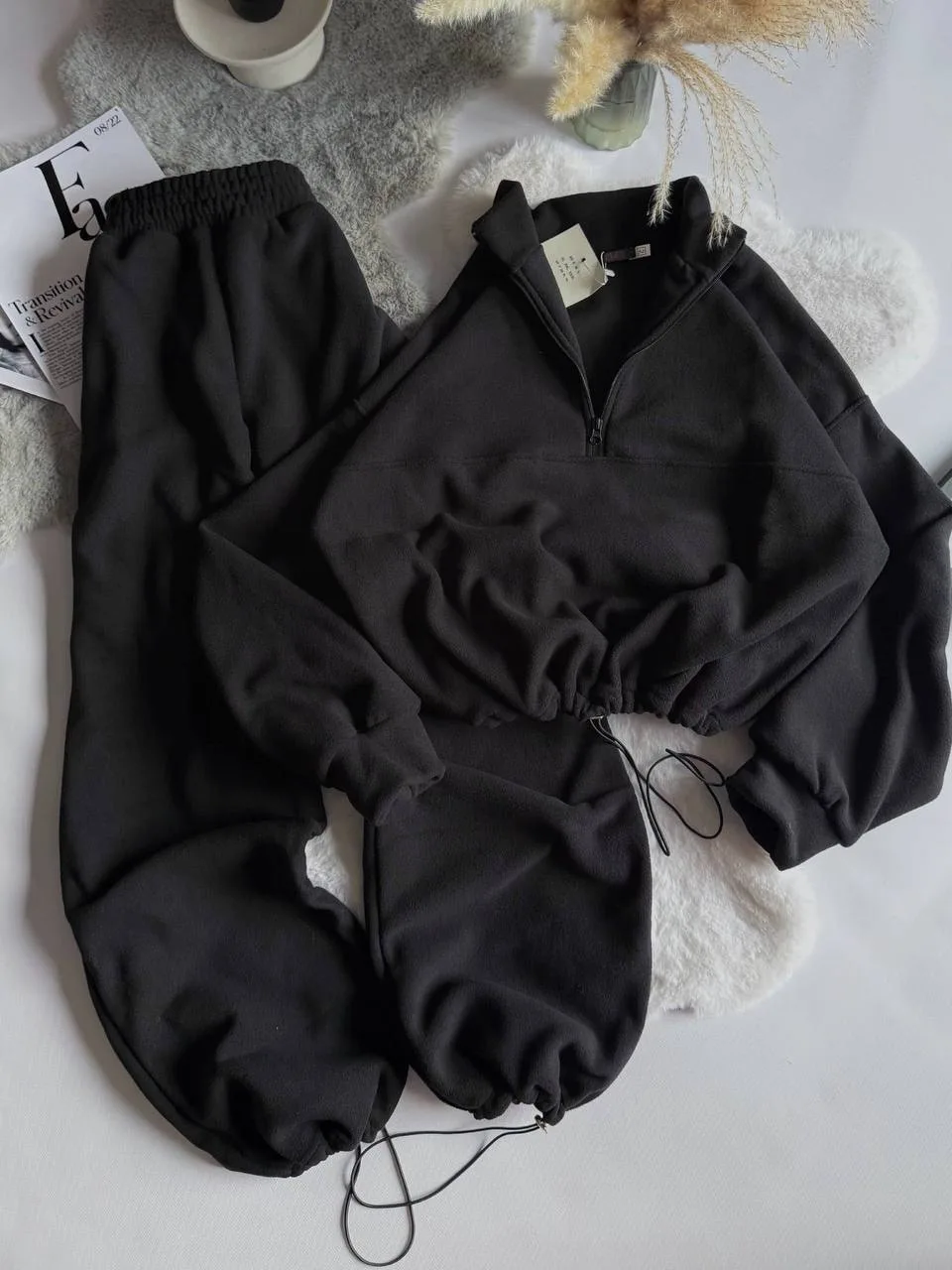 Спортивный костюм двойка в стиле Oversize из двухстороннего флиса — фото 6