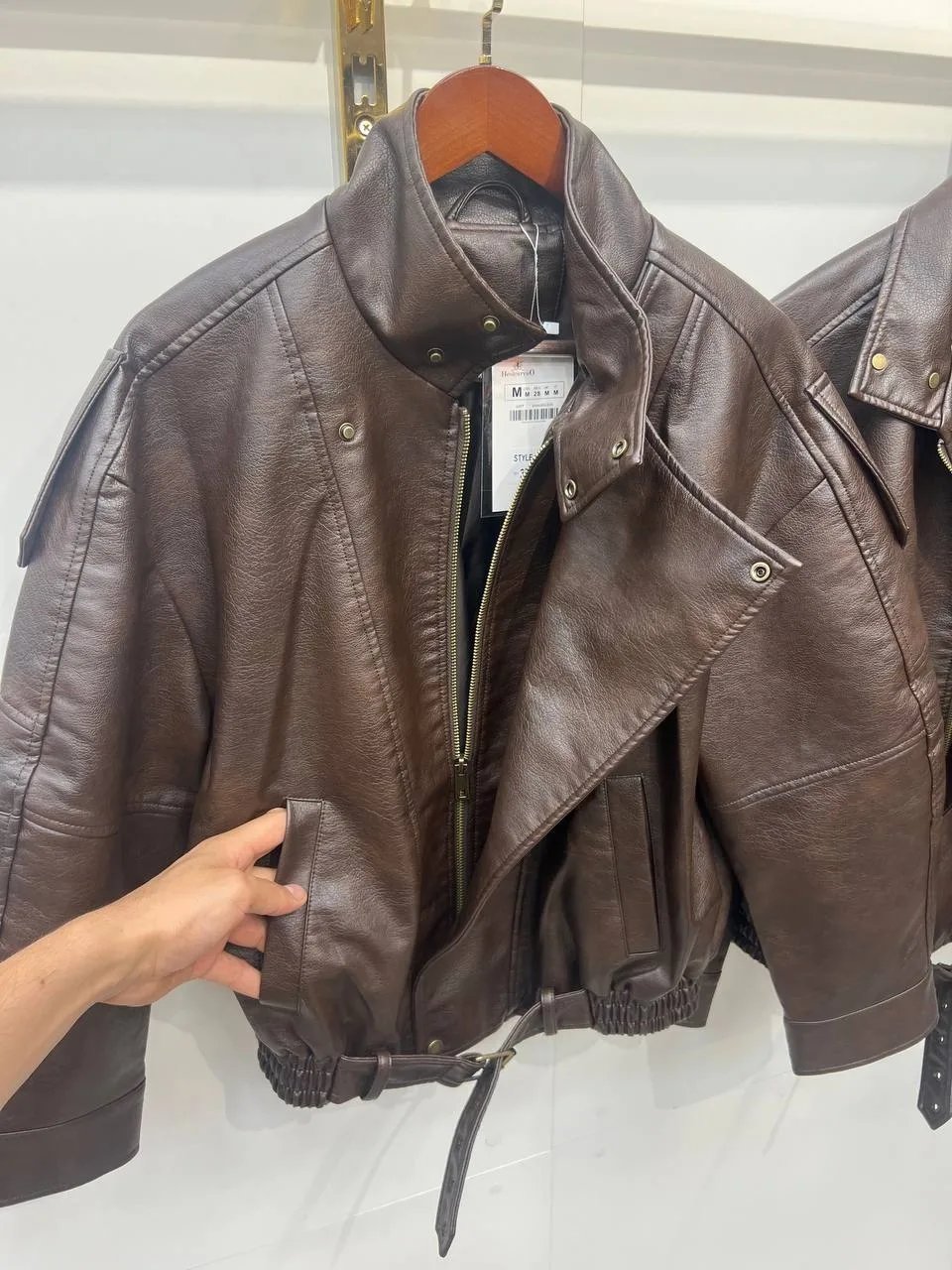 Куртка Premium Drop: Шоколадная косуха Oversize, кожа — фото 4