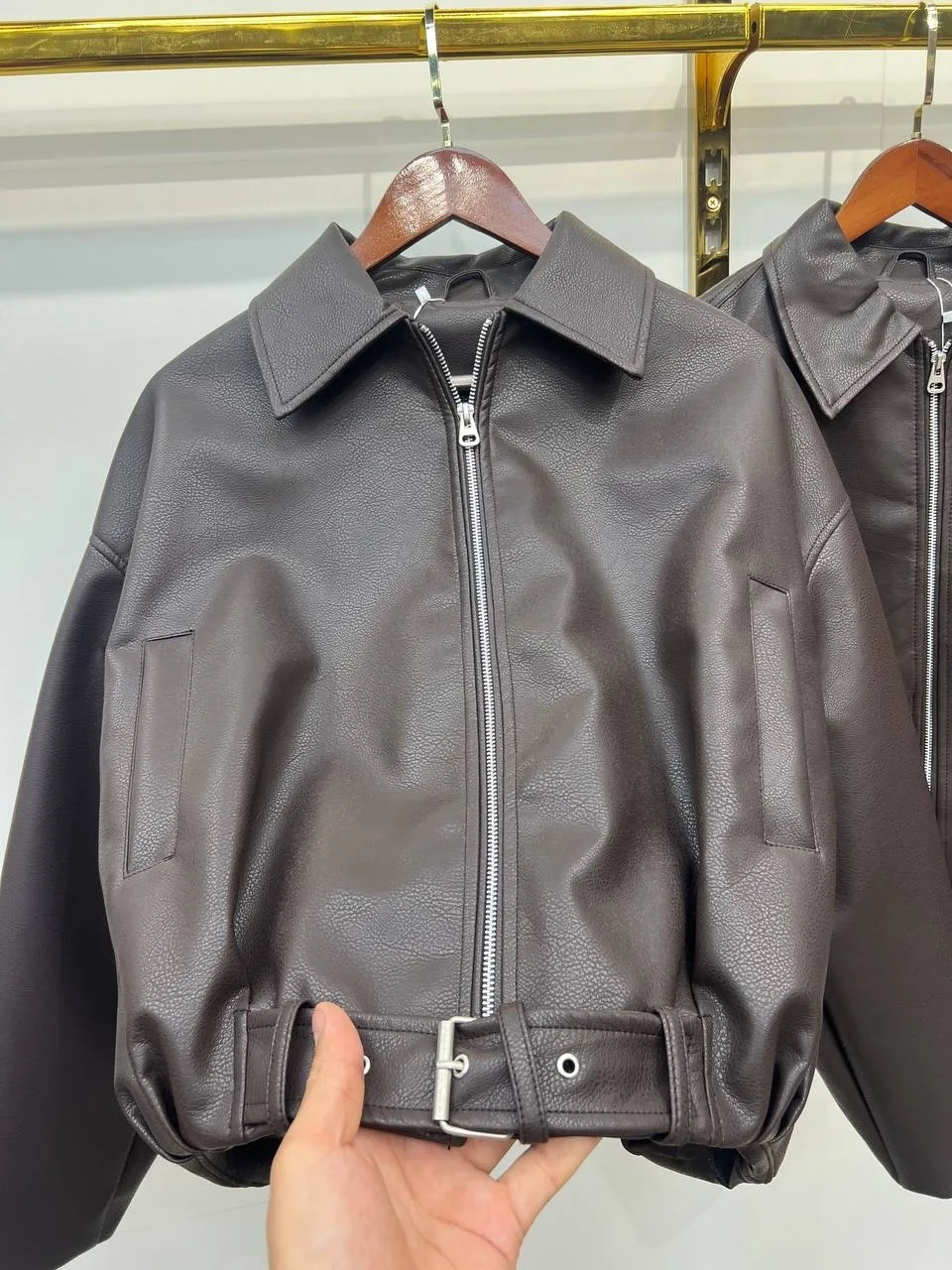 Куртка Premium Drop: Шоколадная косуха Oversize, кожа — фото 7