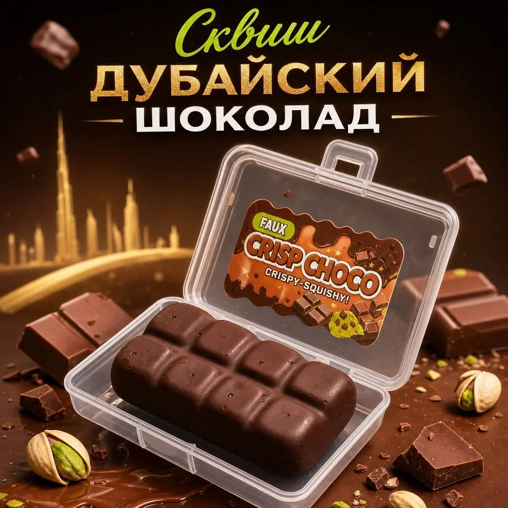 Сквиш Дубайская шоколадка внутри зеленая начинка — фото 1