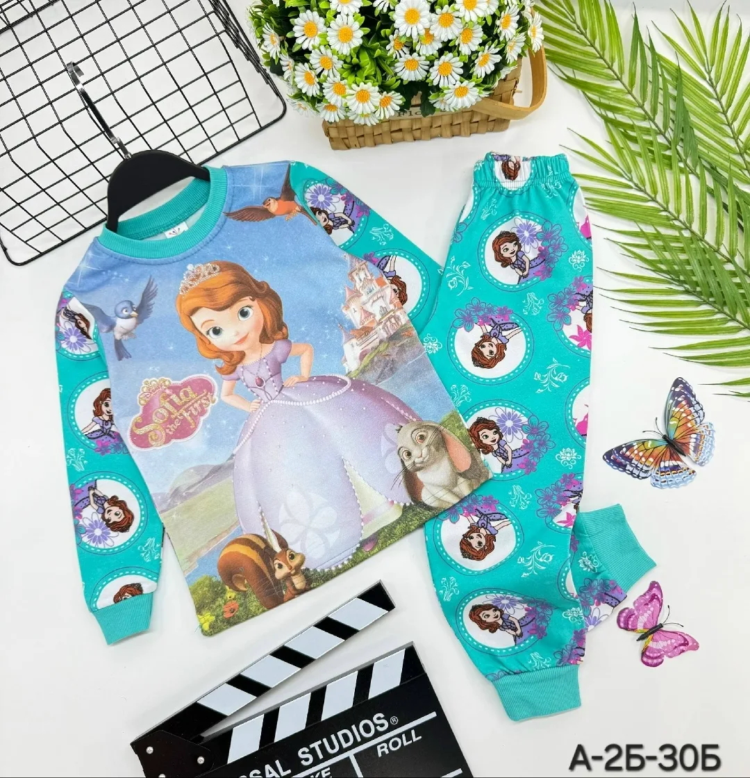 Пижама из 100 хлопка с начесом, 3D-печать, подходит для девочек — фото 2